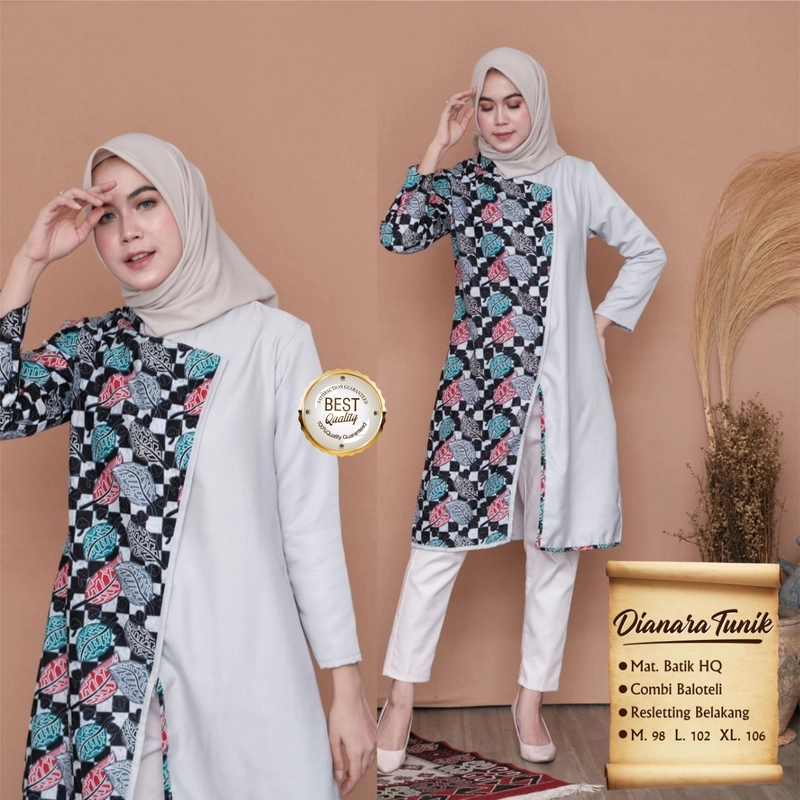 Product image Kois Batik - Baju Atasan wanita model baru tunik bagus Batik kombinasi M Grey