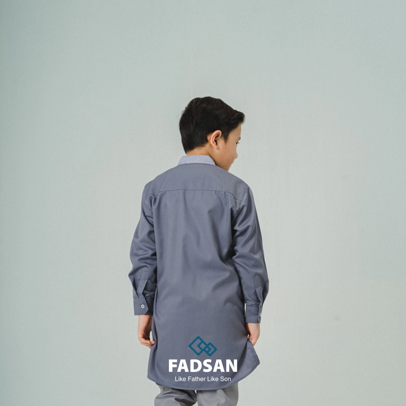 Product image FADSAN - Koko Kurta Bordir Ayah & Anak Lengan Panjang Warna Grey - Kashmir Series SIZE ANAK XS KASHMIR GREY