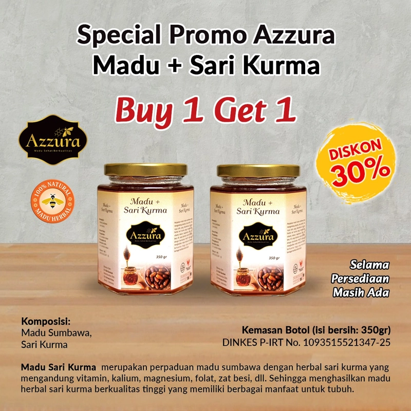 Product image Madu Azzura - Sari Kurma 350gr (Buy 1 Get 1) 350gr / Pcs Kurma