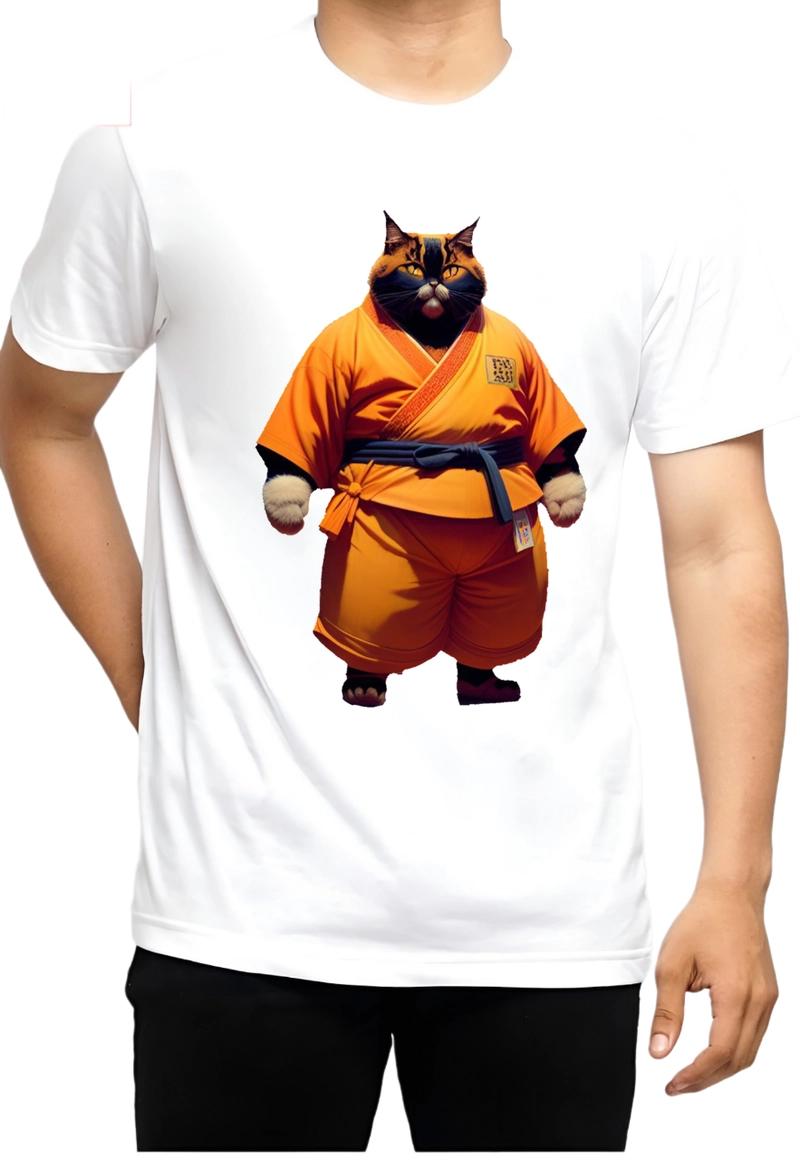 Product image astro - Kaos Pria Gambar 3Dimensi Karate Cat M PUTIH