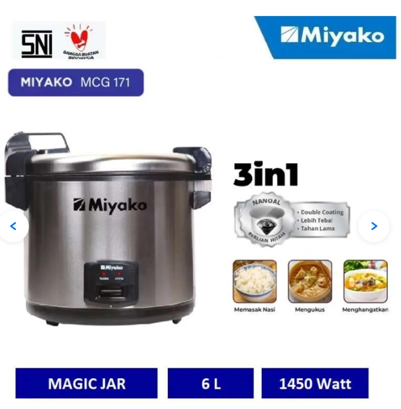 Product image Mumtazqu Store - Miyako - Magic Com Jumbo 6 Liter MCG 171 MCG 171 stainless steel