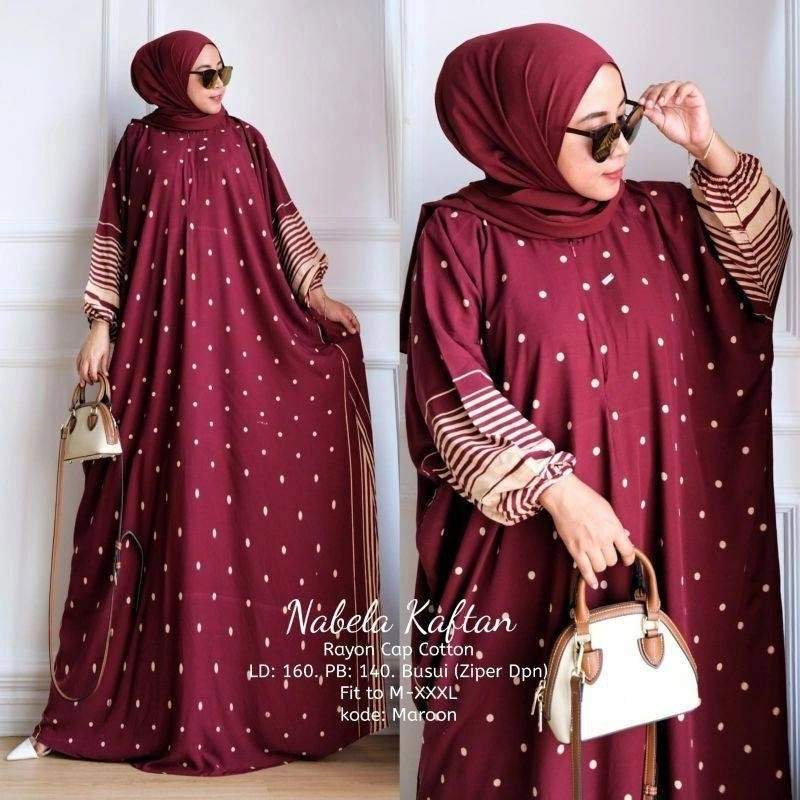 Product image Batik Ayodha - KAFTAN NABELA JUMBO Allsize Maroon