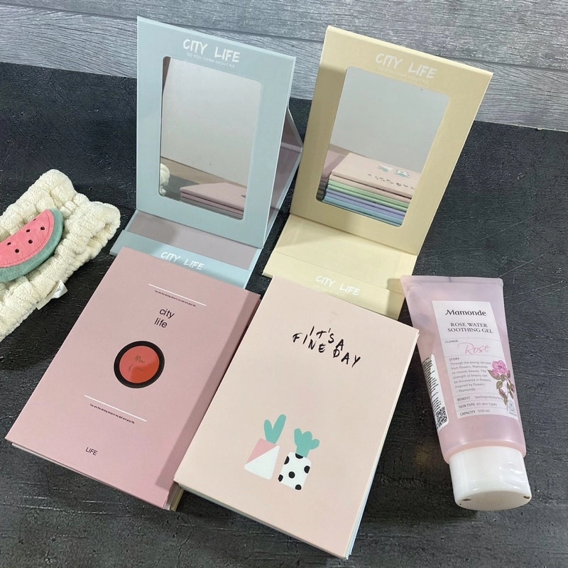 Product image Cermin Kaca Makeup Lipat Bentuk Buku / Cermin Lipat Traveling 3 Ukuran Kecil Warna Random