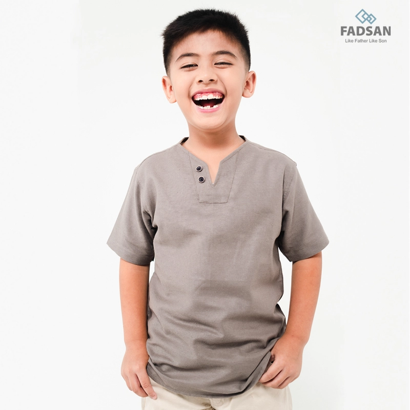 Product image FADSAN - Koko Ayah dan Anak Lengan Pendek Bahan Katun Linen Warna Grey - Mono Series SIZE ANAK XS MONO GREY