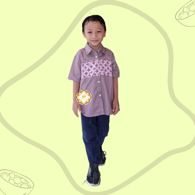 Product image Rambe Batik Indonesia - Batik Couple Set Keluarga Ayuma Lilac Premium Bisa Beli Pisah Hem Anak M Lilac