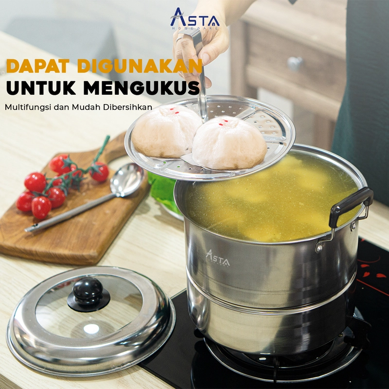 Product image Asta Stock Pot Steamer 03 Panci Sop Besar Isi 4 Pcs Warna Grey ASSP-03