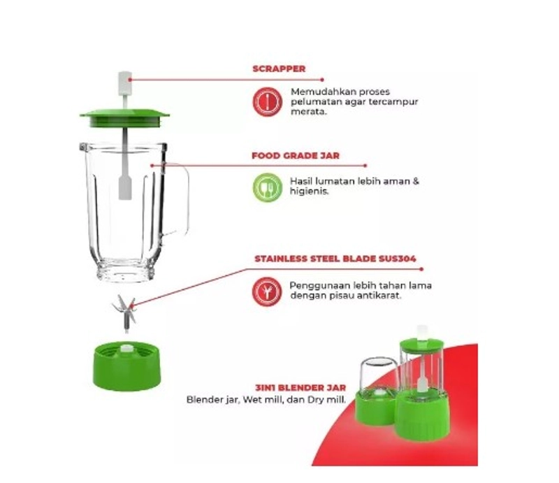 Product image UTAMAMEGA - Blender Gelas Kaca Maspion Mt 1273 GL Kapasitas 1 Liter Type MT-1273 GL