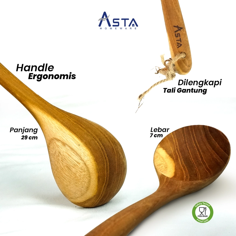 Product image Asta Homeware Official - Asta Sendok Sayur Kayu Jati Centong Sup Gagang Panjang 29 cm Size Sendok Kayu Jati