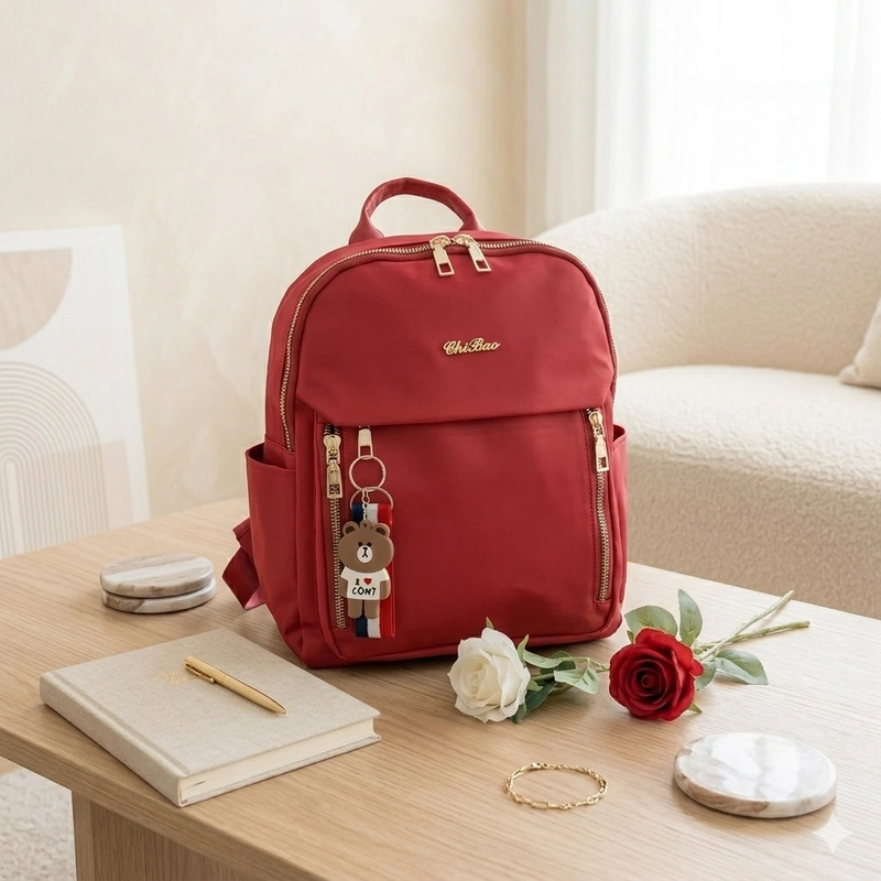 Product image CBL - Tas Ransel Backpack Wanita RCony Waterproof Bahan Nilon Cocoly Backpack Untuk Formal Atau Informal S Medium Merah