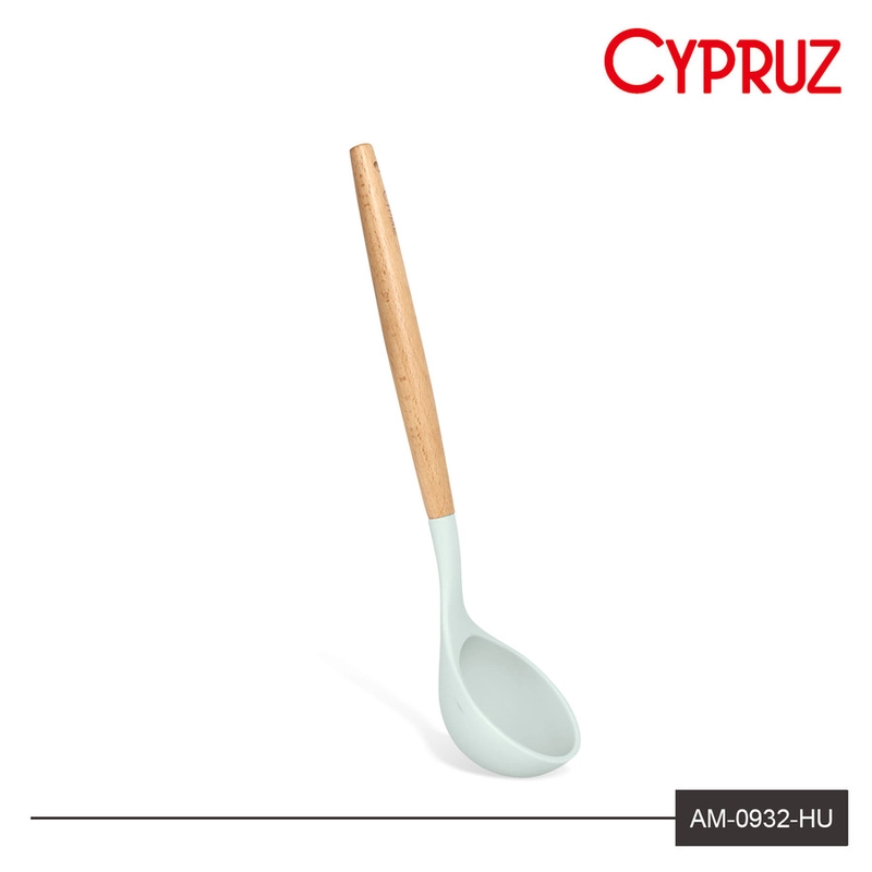 Product image Cypruz - Cypruz Utensil Gagang Kayu Kepala Silicone Ladle AM-0932-HU Panjang : 32 cm Warna : Hijau