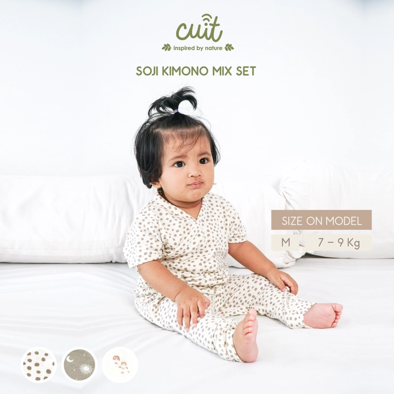 Product image CUIT MINIMALIST 3 - Soji Kimono Mix Set 0 - 24 Bulan NB Milky Pebble
