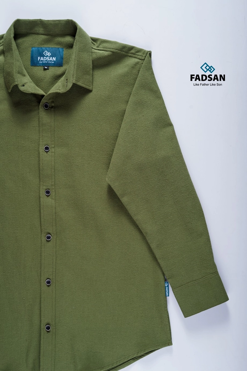 Product image FADSAN - Koko Ayah & Anak Katun Organik Lengan Panjang Warna Army Shield - Grit Series SIZE ANAK XS GRIT ARMY SHIELD