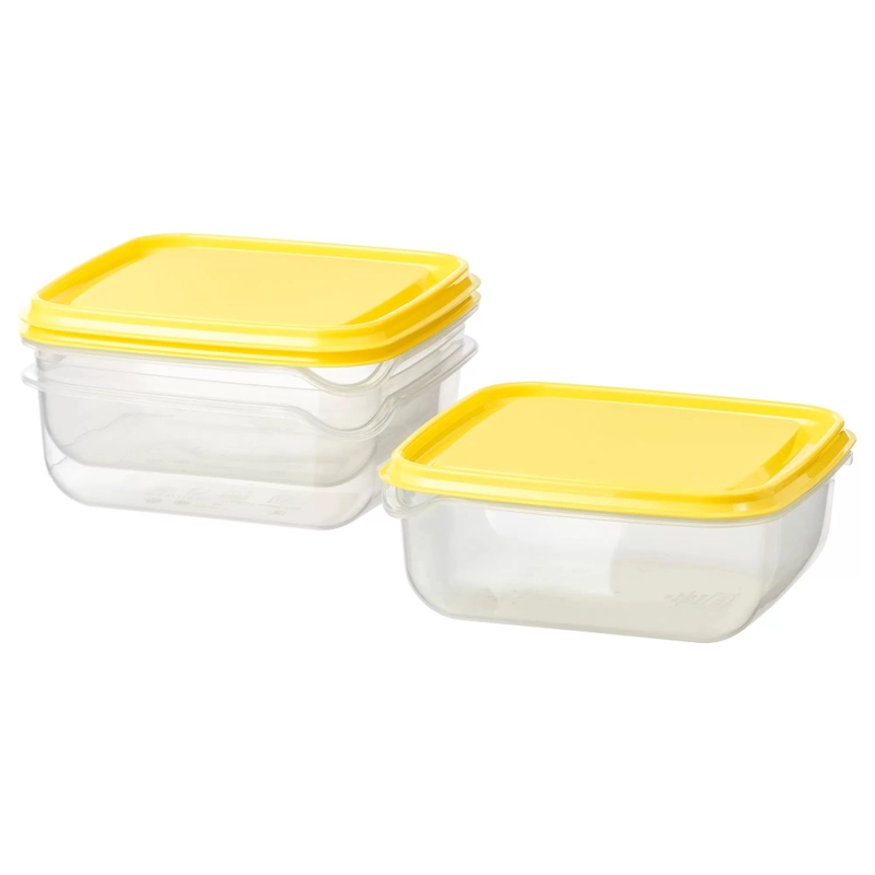 Product image RUMAH RAYA - (PO) Set Wadah Kontainer Penyimpanan Makanan Persegi 3 Pcs - PRU001 Persegi Kuning