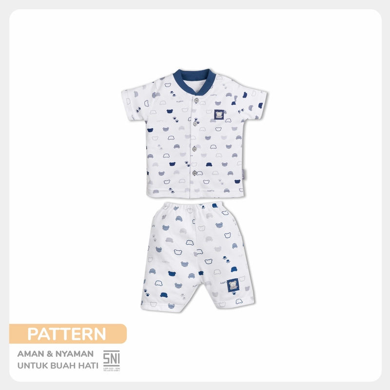 Product image FLUFFY - FLUFFY Stelan Baju Pendek Pendek BOLD (Isi 3Psng) SBD3X NAV 123 12 - 15 KG = SIZE 1 SBD3X-NAV-1
