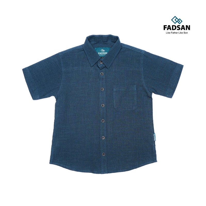 Product image FADSAN - Baju Kemeja Katun Polos Lengan Pendek Ayah Anak Warna Saphire - Ryu Series SIZE ANAK XS RYU SAPHIRE