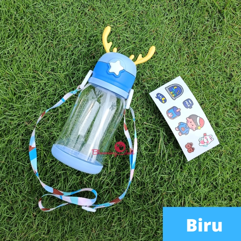 Product image Blooming Deal Botol Minum Anak Karakter Tanduk Rusa BPA FREE 550ml - RUSA 550 ml Biru Free Sticker