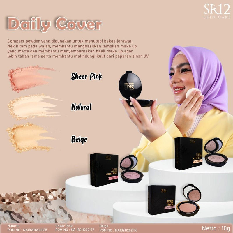 Product image SR12 Daily Cover Bedak Padat SPF 20 Full Coverage Tahan Lama 10 gr Natural