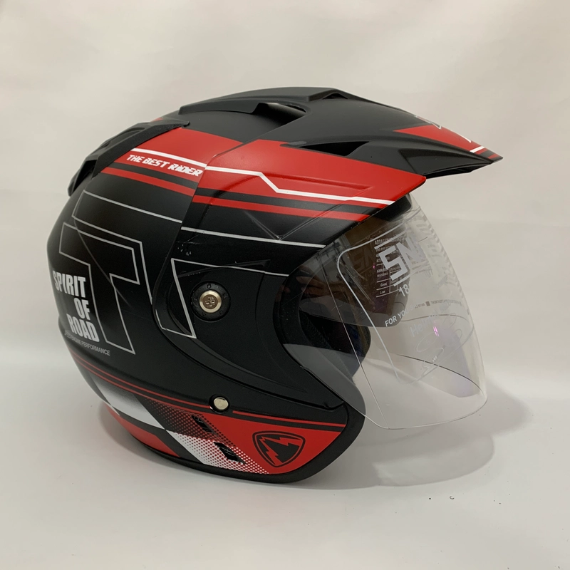 Product image CRX Helmet - Helm JP7 R9 Merah Hitam Doff - Double Visor (Kaca Clear & Smoke) Helm SNI Helem Dewasa L R9 Merah Doff