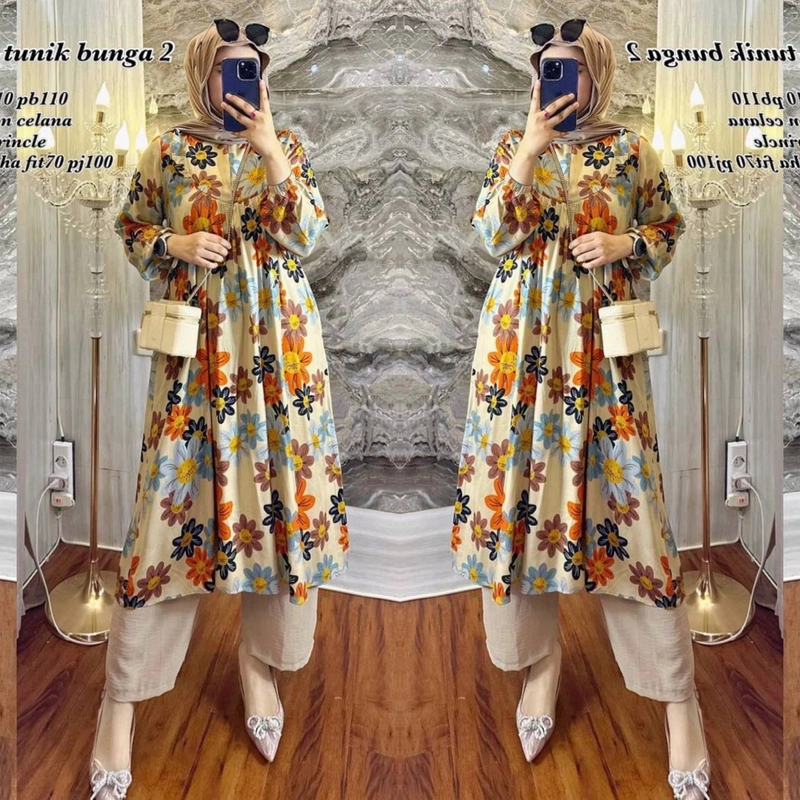 Product image Khisna collection - Oneset tunik bunga matahari new model dan bestseller wanita kekinian Allsize Matahari1
