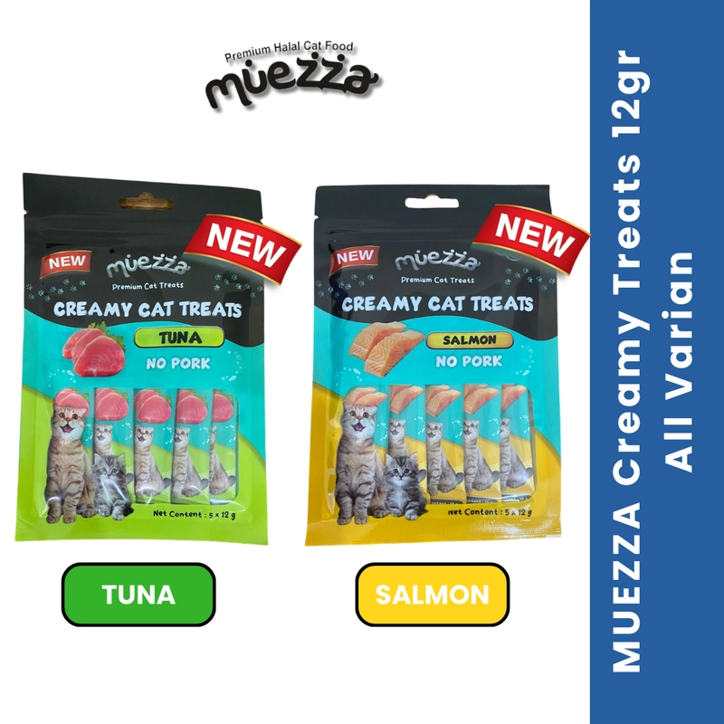 Product image Muezza - Muezza PAKET HEMAT Makanan Kucing Kitten 400 gr - Isi 3 dan Creamy Treats 12 gr - Isi 15 1400gram Ocean Fish