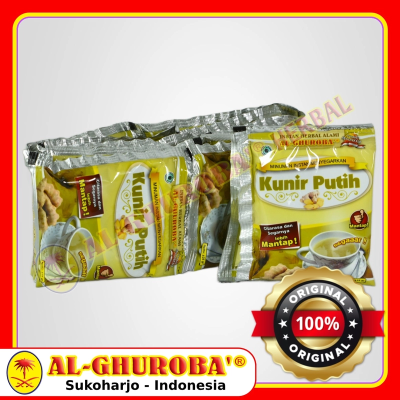 Product image Al-Ghuroba Herbal - Kunir Putih Instan Herbal Demam - Mual- Asma- Nyeri Haid- Kanker Renteng 10 Sachet Al-Ghuroba Sachet Original