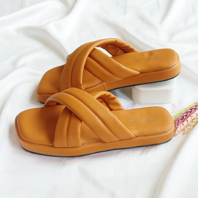 Product image Rilis - Sandal Wanita Leony Puffy Silang Platfoam (Rilis 19) 37 Tan