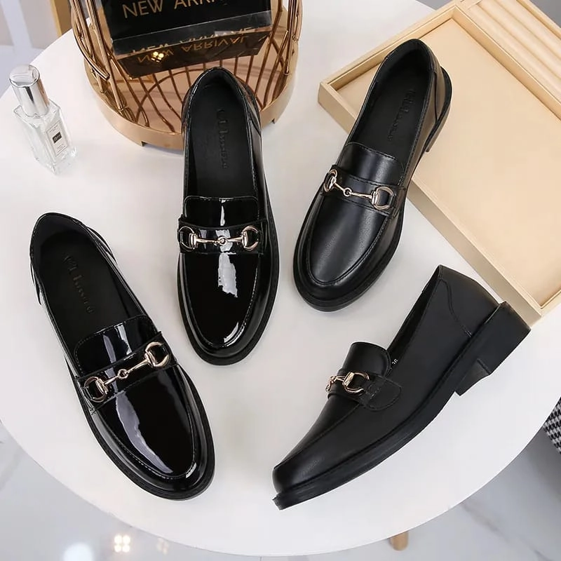 Product image Koekita - Sepatu Oxford Wanita Hitam Gesper Hak Datar Kasual Flat Loafers DM-003 37 HITAM