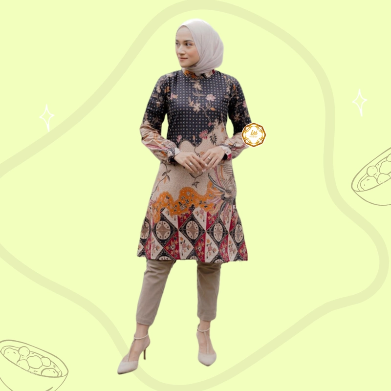 Product image Rambe Batik Indonesia - Batik Couple Alesyah Terbaru dan Modern - Bisa Beli Pisah Hitaam Lasem Kemeja Saja Size M Alesyah Motif B