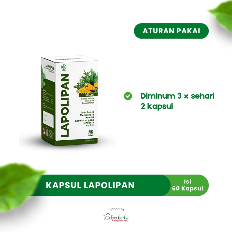 Product image Griya Herba - Lapolipan Obat Herbal Membantu Memelihara Kondisi Kesehatan pada Penderita Kanker Polip Halal BPOM 60 Kapsul Original