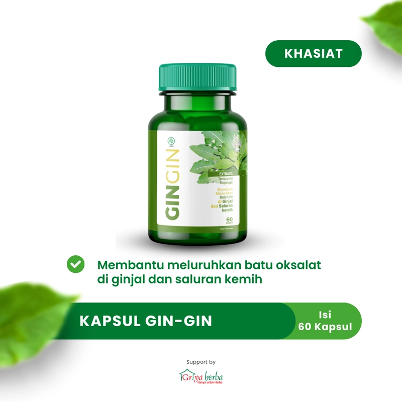 Product image Griya Herba - Gingin Obat Herbal Membantu Mengobati Batu Ginjal Gin Gin Halal BPOM 60 Kapsul Original
