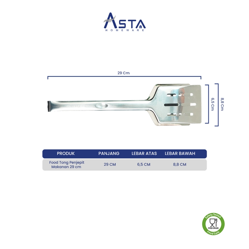 Product image Asta Capitan Makanan Tahan Panas Jepitan Daging Steak Ikan Bakar Food Grade Stainless Steel 30 cm Varian ASFO-01