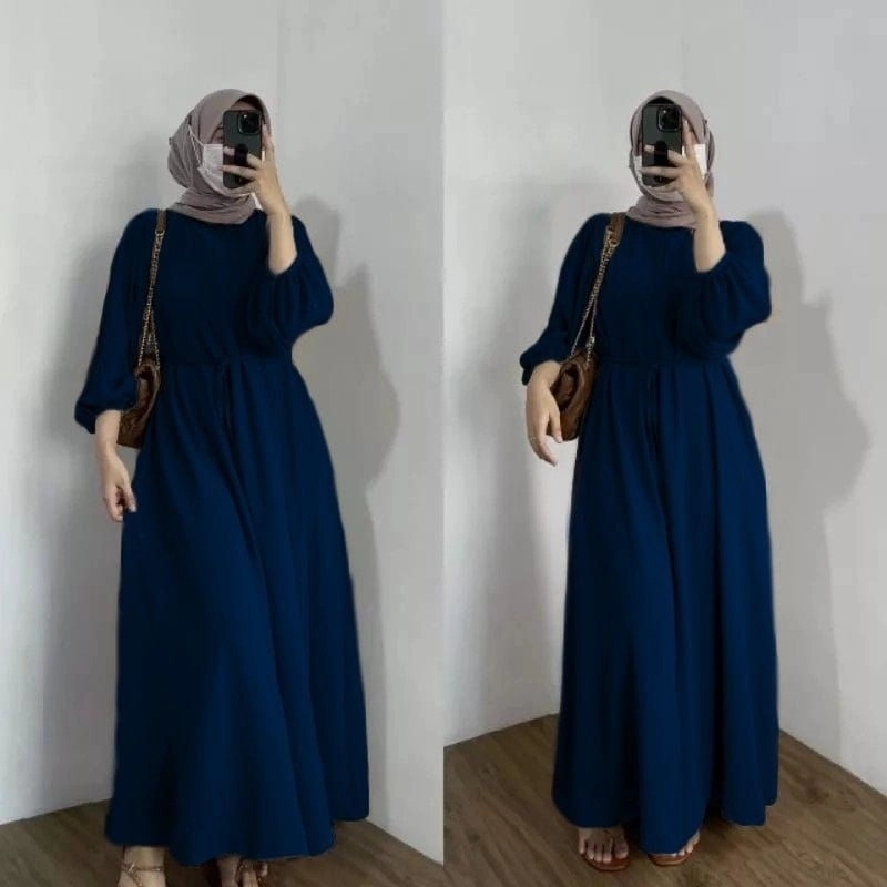Product image MEQA DAILY - MEGA DAILY - Gamis Danara Dress Wanita Polos Bahan Hyget Super Navy