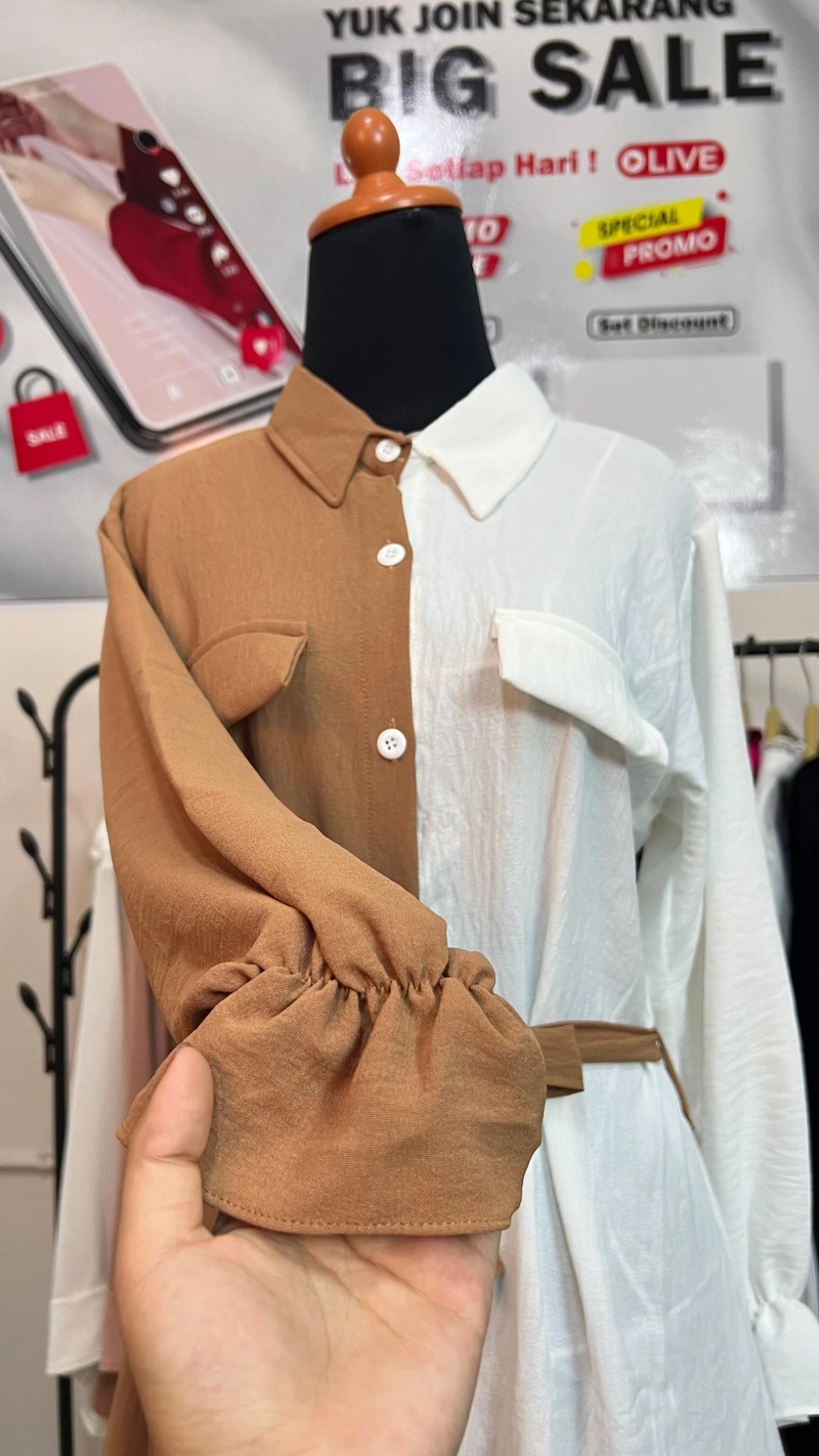 Product image Sseolshop - Kemeja wanita - Raylin tunik baju atasan wanita terbaru XL Moka