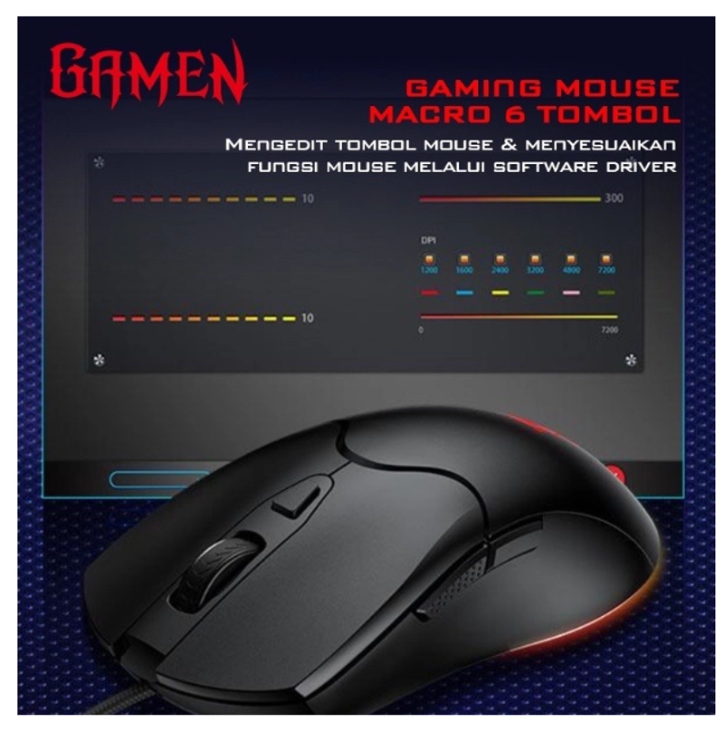 Product image UTAMAMEGA - Mouse Gaming Macro Wired Kabel GM200 RGB 7200 DPI High Res Ori type GM200