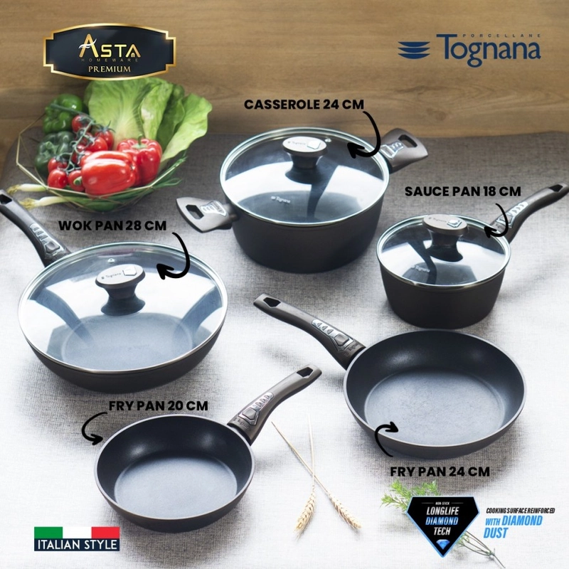 Product image KJU - TOGNANA 20 cm Fry Pan / Wajan Penggorengan Premium Anti Lengket 20cm Hitam