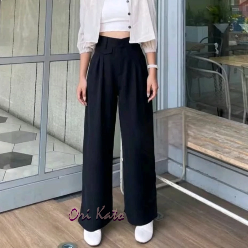 Product image Ori Kato - Celana Oro Pants kain Semi woll melar elastis M Hitam