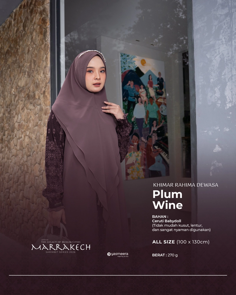 Product image KHIMAR RAHIMA PASANGAN SARIMBIT 2026 DEWASA PLUM WINE