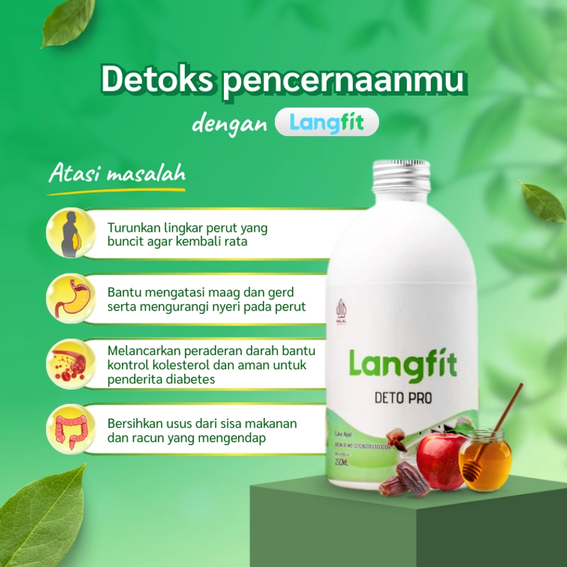 Product image Langfit - Bundling 3pcs Deto Pro Cuka Apel + Madu Stevia Probiotik Chia Seed 1 Paket Isi 3 Botol