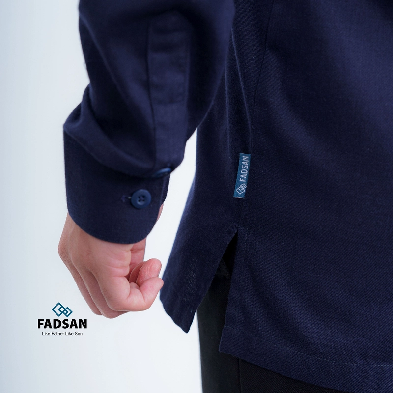 Product image FADSAN - Kemeja Koko Ayah & Anak Polos Lengan Panjang Warna Navy - Veezy Series SIZE ANAK XS VEEZY NAVY