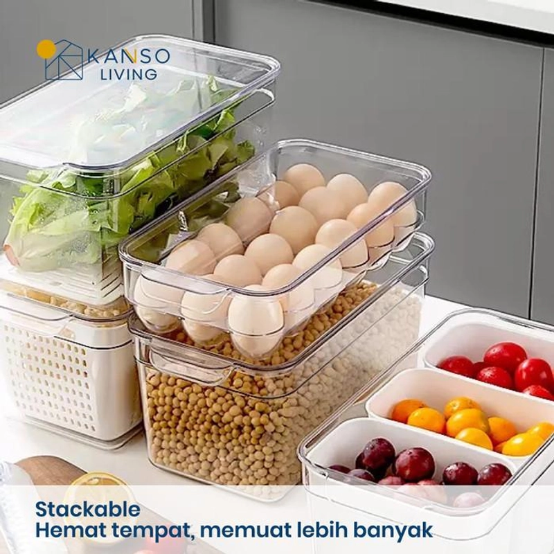 Product image Kanso Living - Kanso Living 5 in 1 Kontainer Penyimpanan Makanan Storage Box Kulkas - 1 Set 2 Sekat 4000 1 Set