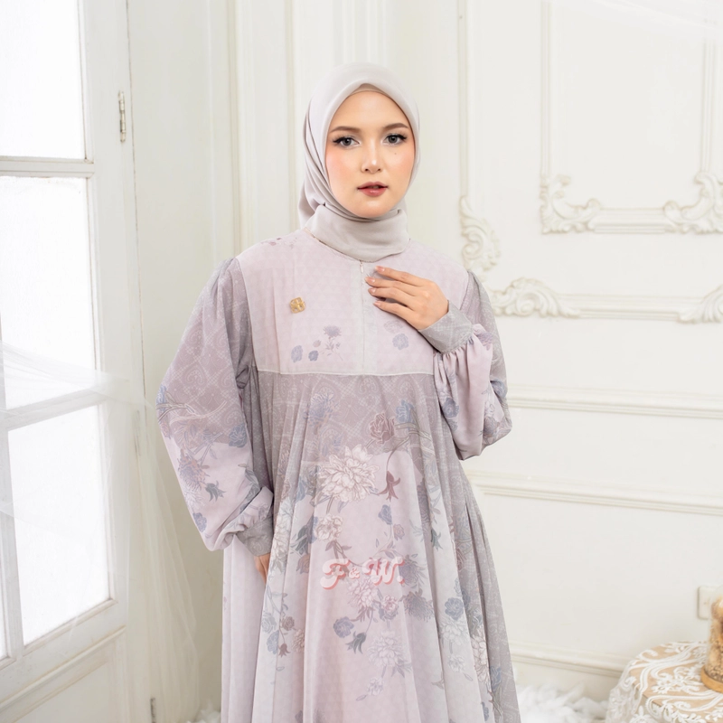 Product image Sakura Baru X FnW - [BUY1GET1] Dress Nazma Babydoll Motif Printing Kondangan Stylish Elegan All Size Milo