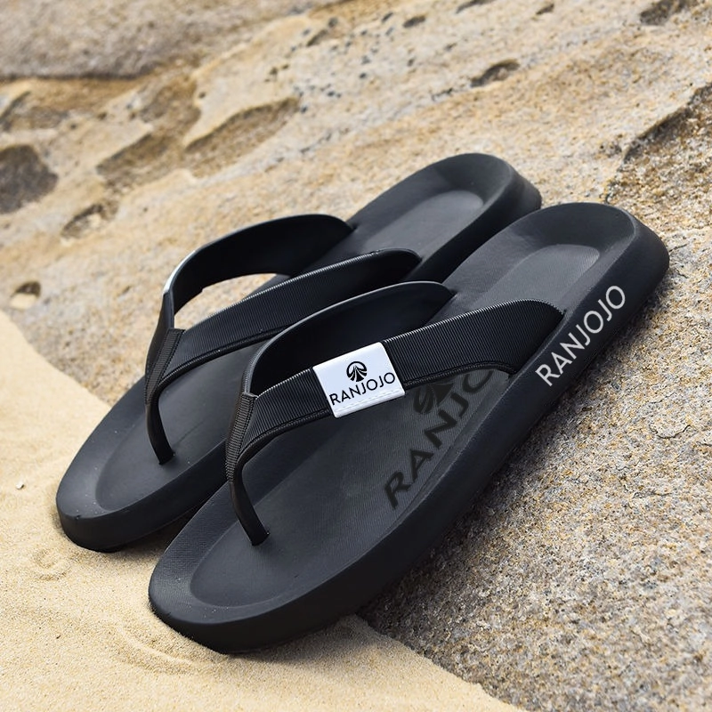 Product image Ranjojo - Sendal Jepit Pria Kasual Sangat Ringan Musim Panas Slide Cowok sandal pantai BR05 39 BLACK