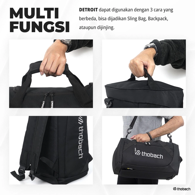 Product image Thobach official -MINI TRAVEL BAG DETROIT BACKPACK PRIA WANITA DUFFLE BAG GYM ALL SIZE Black
