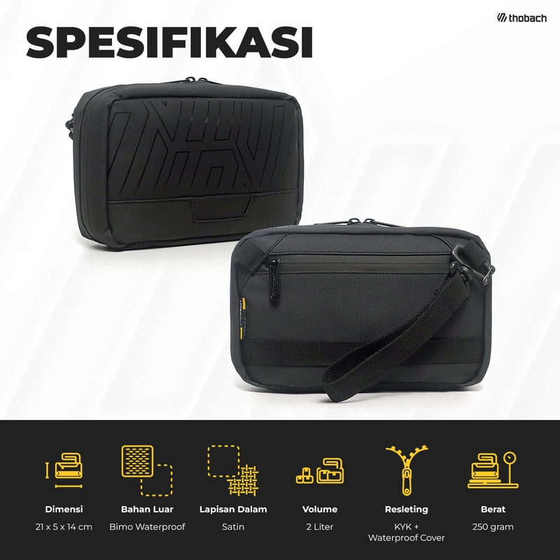 Product image Thobach official - THOBACH - SLING BAG WATERPROOF TAS SELEMPANG AVATAR HAND BAG PRIA MULTIFUNGSI all size black