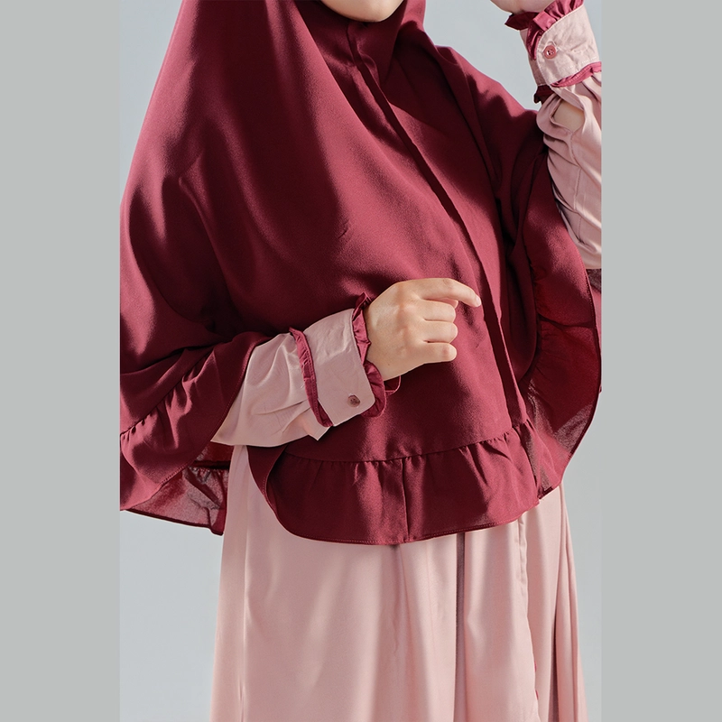 Product image Baju Busana Dres Dress Gamis Wanita Dewasa Simple Simpel Kondangan Lebaran Pink Dusty Merah Maroon L Pink Dusty Maroon
