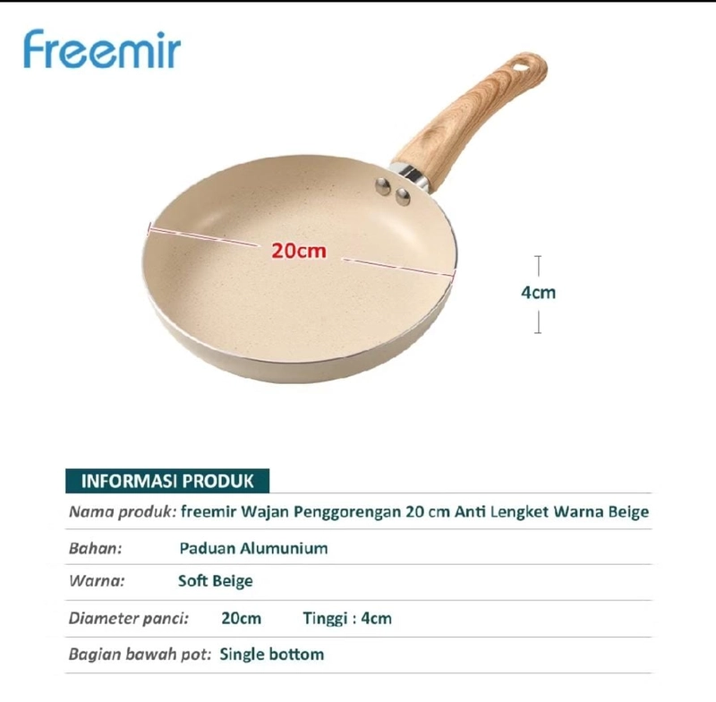 Product image Rizki Electronics - FREEMIR GRANITE PANCI GEMOY 20CM PLUS WAJAN 20CM paket bundling beige