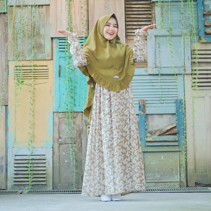 Product image Hazirah id - Jasmine dress gamis motif bunga / gamis jasmin / gamis lucu / gamis simple / gamis syar S gamis saja OLIVE