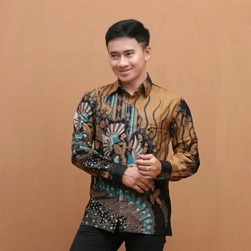 Product image Ks muslim fashion - Kemeja Batik Pria Lengan panjang Motif manok tarung M Manok tarung coklat