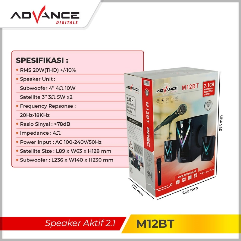 Product image Advance Digitals Indonesia - Speaker Advance M12BT Stereo Bluetooth Xtra Bass Subwoofer Free Mic - Default