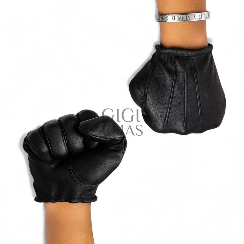 Product image GAWUNG - Sarung Tangan Motor Kulit Asli Hitam Signature Classic Full Finger Biker Sunmori SANATU Dewasa Hitam